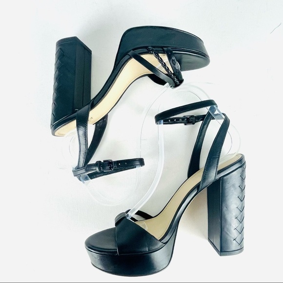 BOTKIER PETRA BLACK BRAIDED STRAPPY ANKLE WRAP 70'S INSPIRED PLATFORM HEELS - Picture 8 of 16